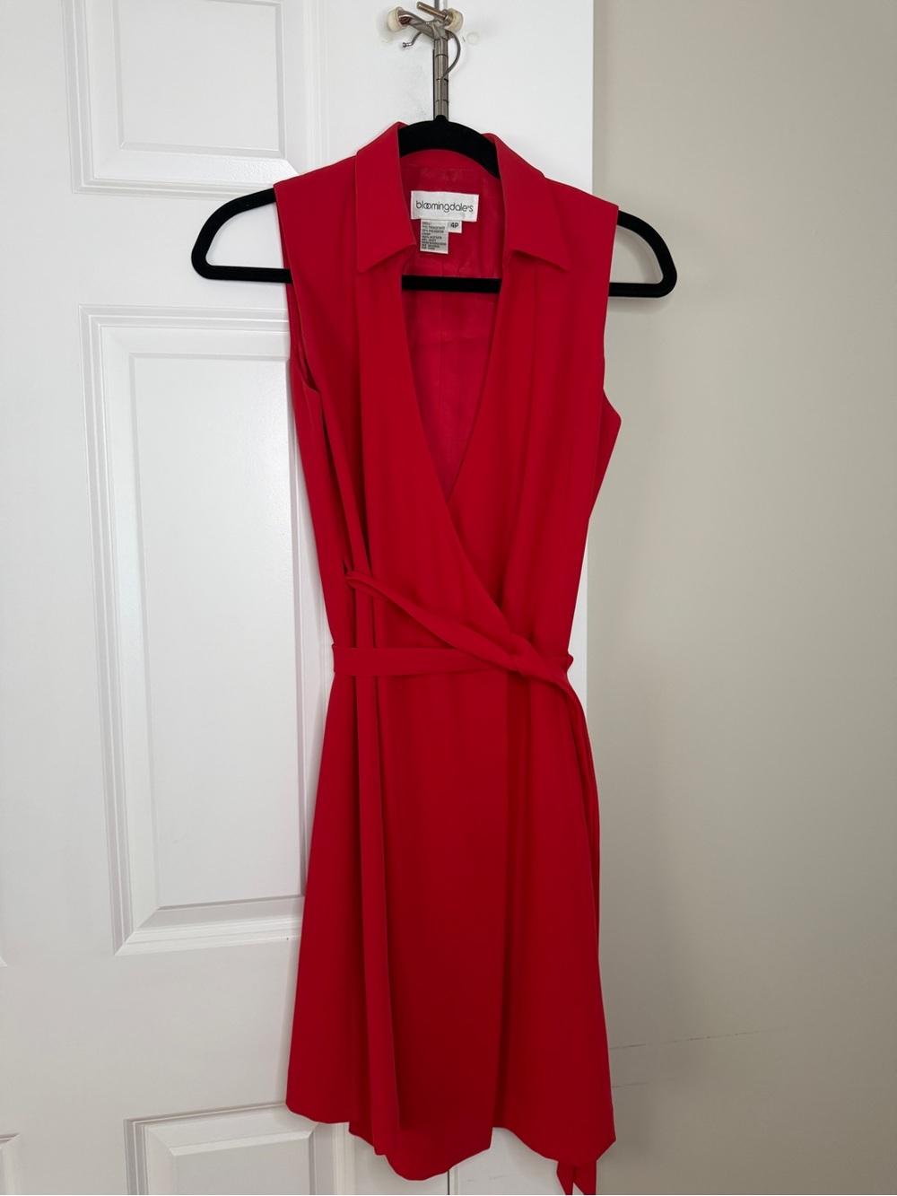 Bloomingdale's Sleeveless Wrap Midi Dress in Vibrant Red